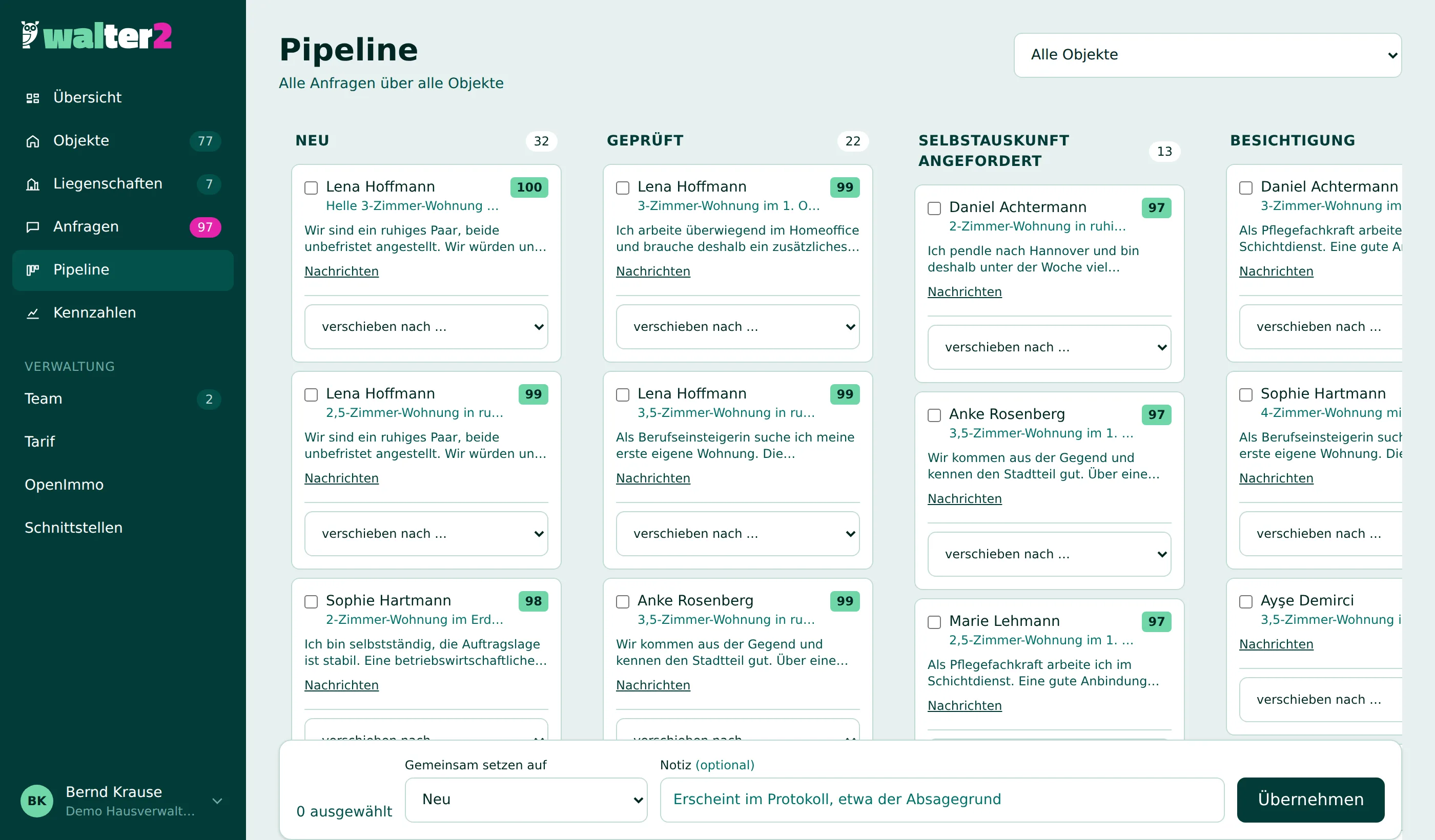 Pipeline mit Spalten von „Neu